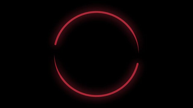 Red round neon laser looping animation with glowing circular light effect