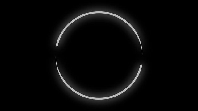 White round neon laser looping effect with glowing circular frame on black background