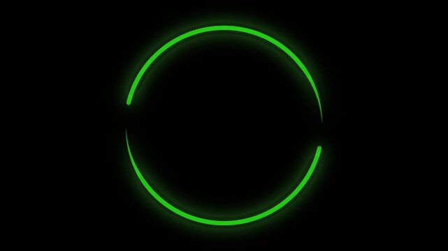 Green round neon laser loop animation with glowing circular frame