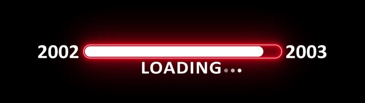 Loading bar from 2002 to 2003 new year transfer animation. New year 2003 loading bar animation Year changing from 2002 to 2003. New year, annual plan, growth strategy, business planning.