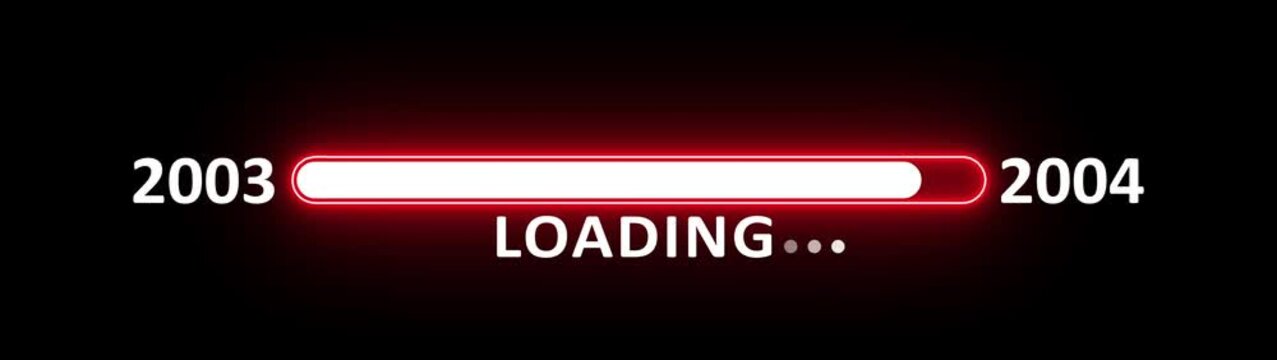Loading bar from 2003 to 2004 new year transfer animation. New year 2004 loading bar animation Year changing from 2003 to 2004. New year, annual plan, growth strategy, business planning.