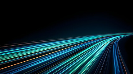 Vibrant light trails create dynamic sense of motion and energy in dark background
