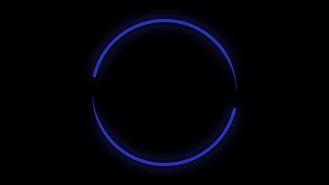Blue neon laser circular looping motion with glowing ring effect