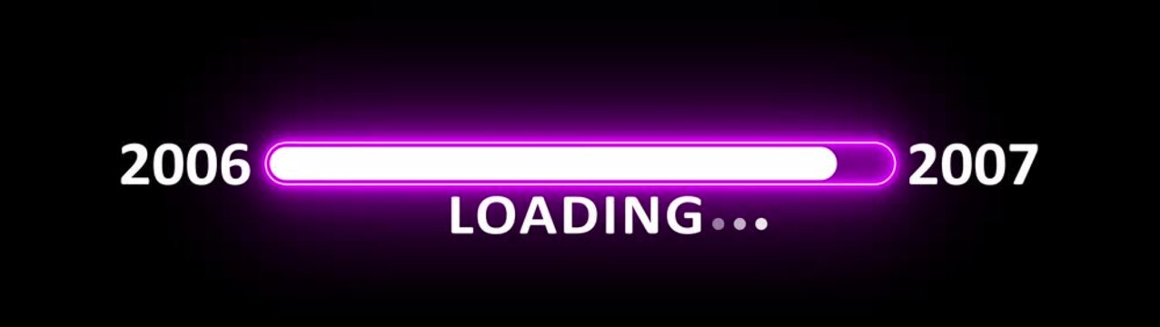 Loading bar from 2006 to 2007 new year transfer animation. New year 2007 loading bar animation Year changing from 2006 to 2007. New year, annual plan, growth strategy, business planning.