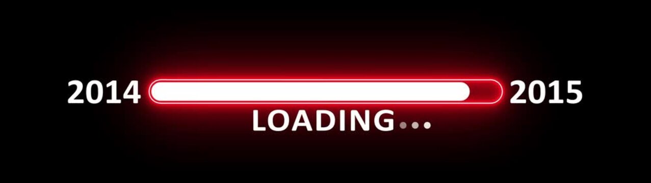 New year 2015 loading bar animation year changing from 2014 to 2015. New year 2015 loading bar animation transition from 2014 on black background. Almost reaching new year.