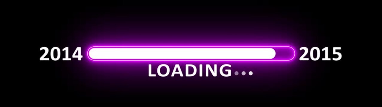 Loading bar from 2014 to 2015 new year transfer animation. New year 2015 loading bar animation Year changing from 2014 to 2015. New year, annual plan, growth strategy, business planning.