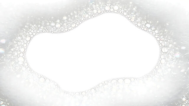 Abstract texture of small bubbles surrounding a black hole or void in a gray surface isolated on transparent background