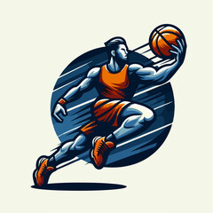 Cartoon vector illustration of people playing basketball