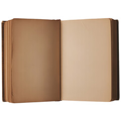 Naklejka premium Open blank brown leather book on transparent background
