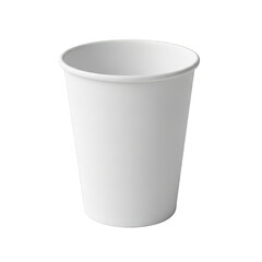 Single plain white paper cup with a rolled rim, ready for branding or drinks, isolated on transparent background.