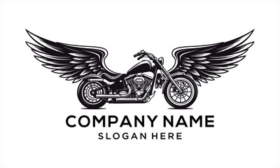 Fototapeta premium Vintage Motorcycle with Wings Logo Design for a Company.