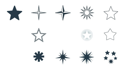 Obraz premium Collection of various star shapes and starburst designs for graphic design or illustrations