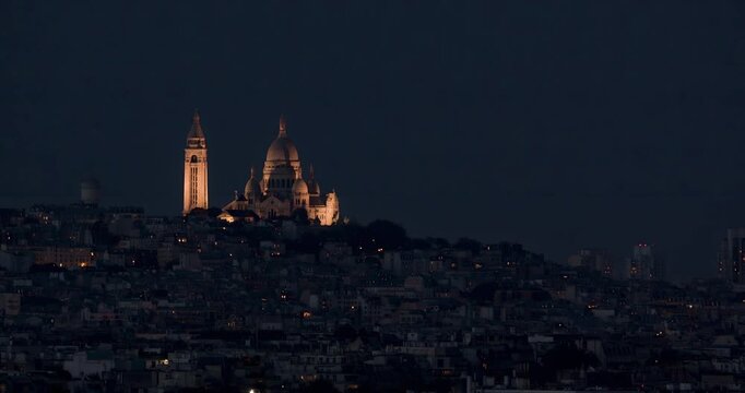 Montmartre in Paris by night