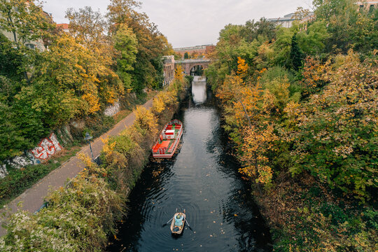 Leipzig, germany - 2 sep 2025 Plagwitz, Karl-Heine Canal and Philippus Church