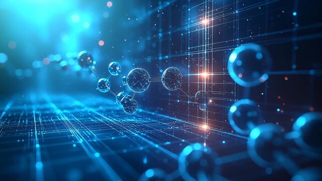 The Molecular Digital World: A futuristic view of molecules interconnected within a digital network, representing the cutting edge of scientific and technological advancement.