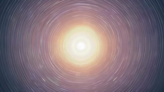 Abstract fast moving golden and white light trails forming a circular vortex or time travel tunnel.