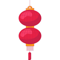 Fototapeta premium Red Traditional Chinese Lantern. Flat Style Illustrations. Lunar Chinese New Year Element