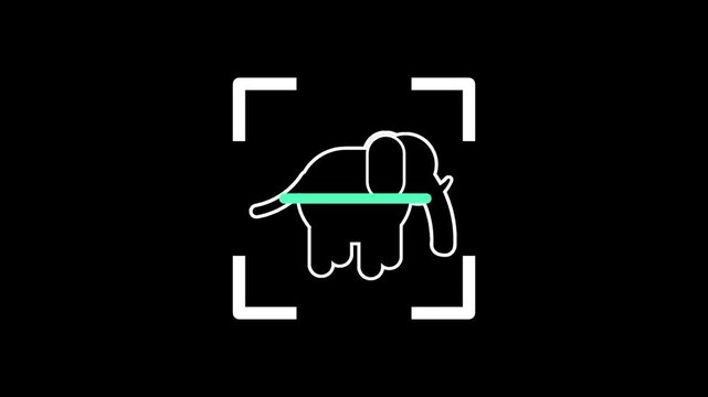 An elephant silhouette is captured in a scanner frame to represent the identification of large animals within a system