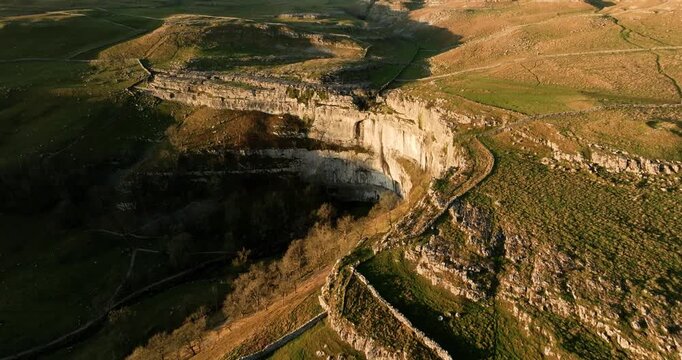 Flying above Mlahm cove in Yorkshire Dales