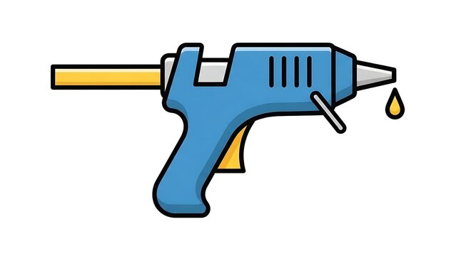 Blue Hot Glue Gun with Droplet.