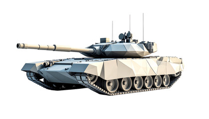 Low Poly Warfare Tank Vehicle Illustration in PNG Format, Isolated on Transparent Background