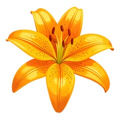 Vibrant Orange Lily Blossom - A Detailed Botanical Illustration.