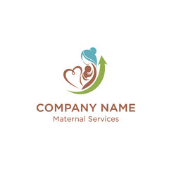 Fototapeta premium Mother and Child Care Logo with Growth Arrow.