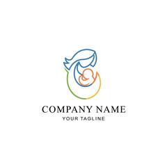 Fototapeta premium Mother and Child Abstract Logo Design.