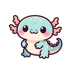 Fototapeta premium Cute Kawaii Axolotl Sticker Set – Adorable Chibi Cartoon Illustration