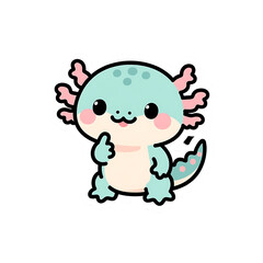 Fototapeta premium Cute Kawaii Axolotl Sticker Set – Adorable Chibi Cartoon Illustration
