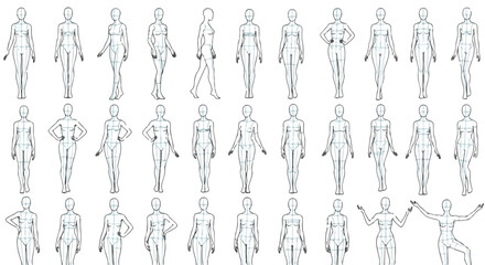 Female Fashion Croquis Template Vector Set © Allah k hwaly