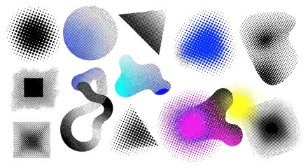 Diverse halftone shape collection for graphic design and abstract compositions 55 character