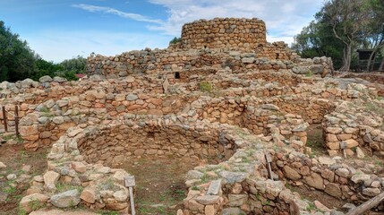 ruines arch&eacute;ologiques de la civilisation nuraghique en Sardaigne