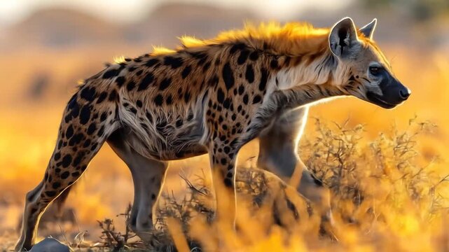 Spotted hyena walking outdoors