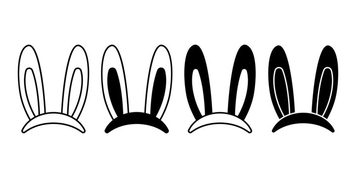 Black and White Cartoon Bunny Ears Headbands for Easter Celebration