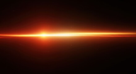 Horizontal orange light beam with intense central glow and subtle particles on dark texture