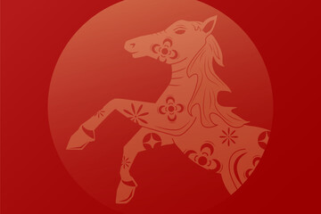 Happy Chinese new year 2026 , modern design set in red, gold and white colors , Year of the horse zodiac , Asia oriental traditional ornament, frame and border ,	
