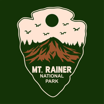 VIEW OF MT. RAINER NATIONAL PARK BADGE VECTOR LOGO