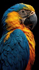 Colorful Parrot Full Body Vibrant Feathers Black Background Exotic Bird