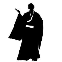 Silhouette of a Person in Traditional Japanese Kimono or Chinese Hanfu.