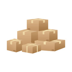 Obraz premium Stacked Cardboard Boxes for Delivery and Storage. Vector illustration.