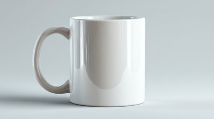 Obraz premium Mockup of Ceramic Mug on Light Background With Blank Area for Logo in Soft Studio Setting