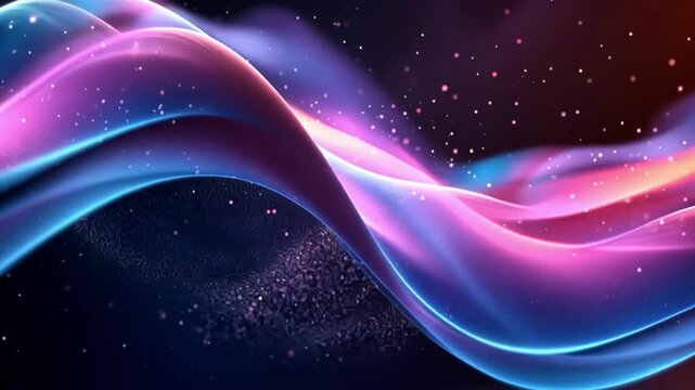 Colorful waves move smoothly in an artistic display with bright lights and patterns in the background setting a vibrant atmosphere