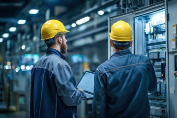 Engineers Monitor Systems in Industrial Control Room Focused on Cybersecurity at a Manufacturing Facility
