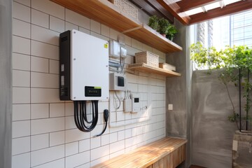 Utility Corner in Home Features Modern Battery Storage for Energy Management and Efficient Space Use in a Contemporary Environment