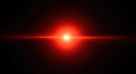 Bright red anamorphic lens flare with horizontal light streak background