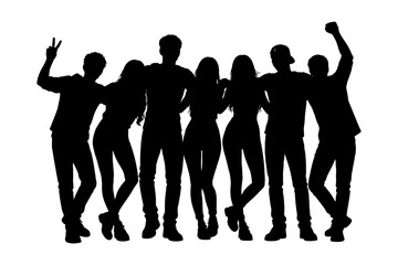 Fototapeta premium Silhouette of diverse group of young adults standing together.