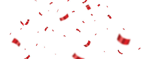 Vector Illustration of Falling Red Confetti and ribbons. birthday, holiday and party design element