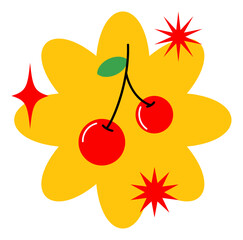 Cherry Badge Sticker Illustration