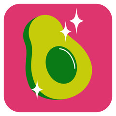 Avocado Badge Sticker Illustration